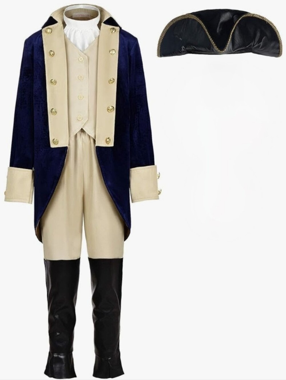 RELIBEAUTY Washington Costume Boys Hamilton American Colonial Uniform Size 10